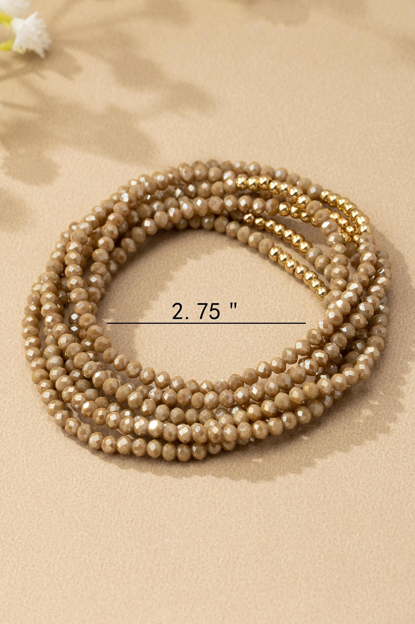 6 Strand Of Faceted Bead Bracelet-Gold