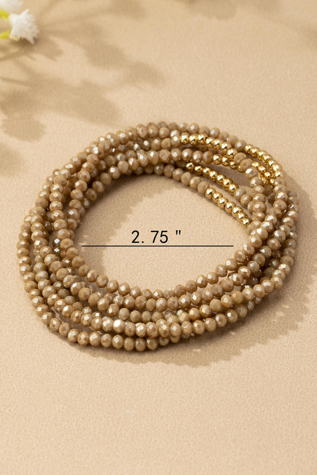 6 Strand Of Faceted Bead Bracelet-Gold