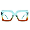 Oversized Square Bluelight Blocking Sunglasses- BLU/ORG