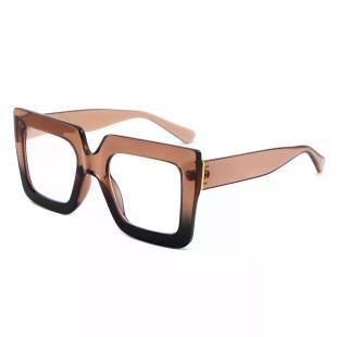 Oversized Square Blue Light Blocking Sunglasses-BROWN/BLACK