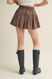 Embroidered Eyelet Smocked Waist Skirt - Iced Mocha
