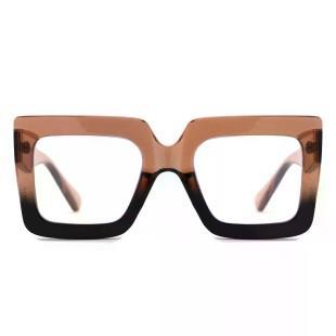 Oversized Square Blue Light Blocking Sunglasses-BROWN/BLACK