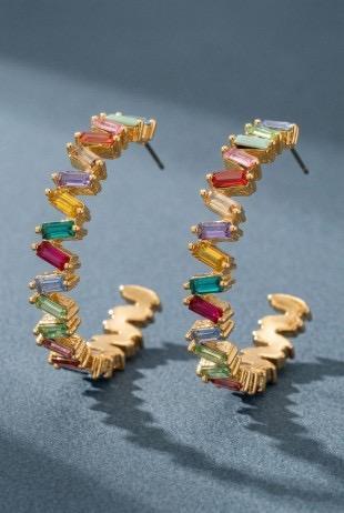 Multi Color Gem Stone Hoops