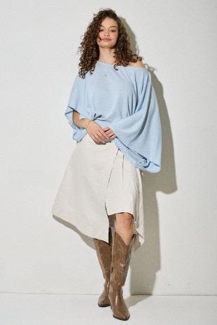 Spring Asymmetrical One Shoulder Knit Drape Top