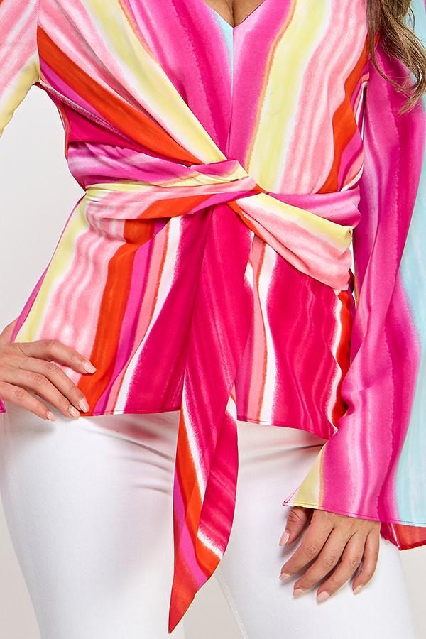RED/PINK Multi Print Long Sleeve Top