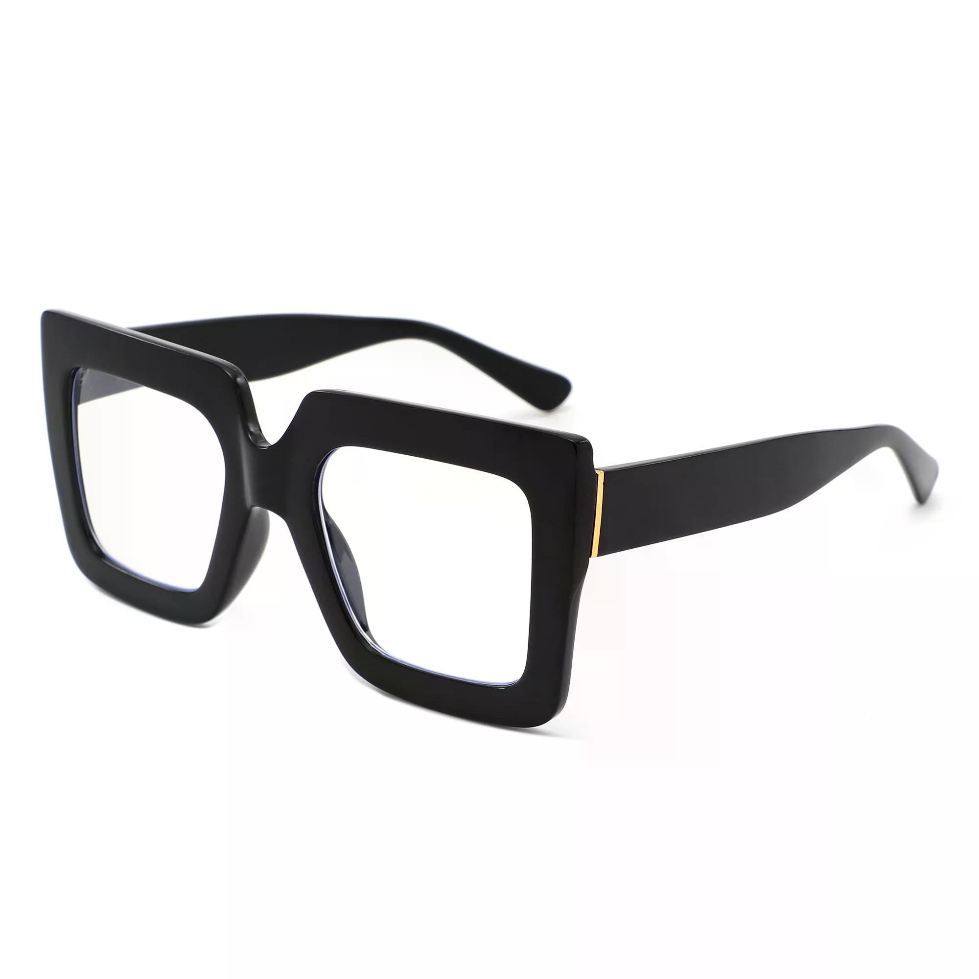 Oversized Square Blue Light Blocking Sunglasses-BLACK
