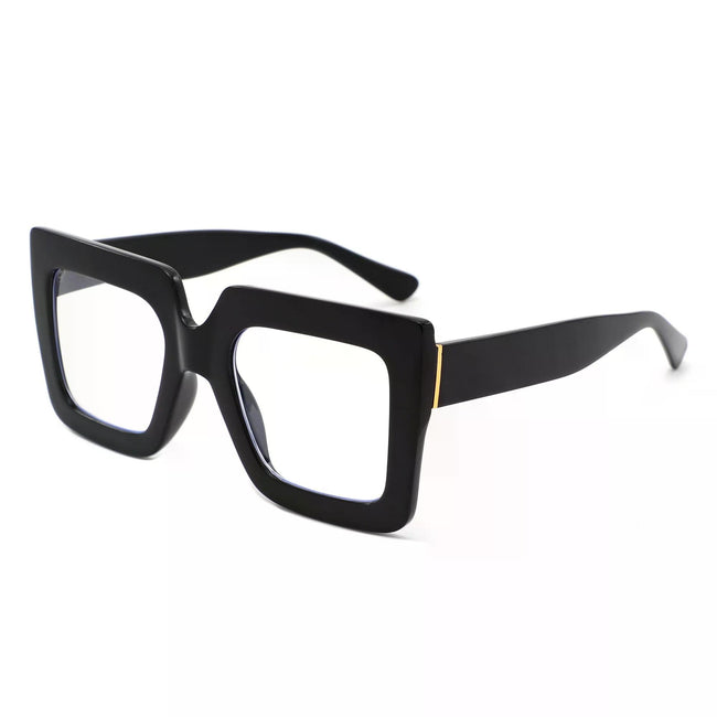 Oversized Square Blue Light Blocking Sunglasses-BLACK