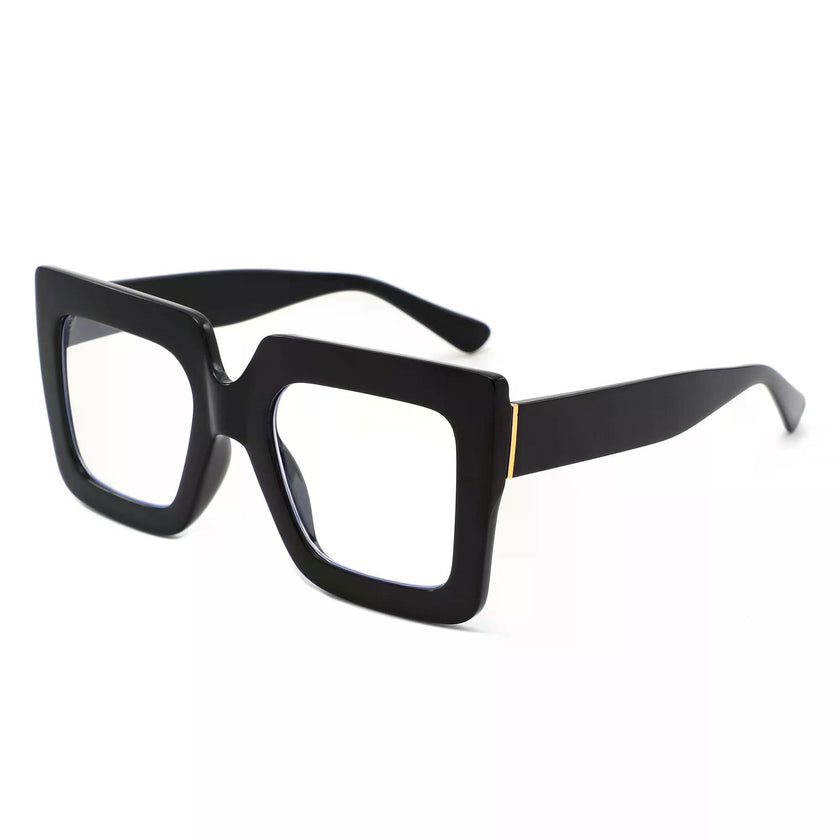 Oversized Square Blue Light Blocking Sunglasses-BLACK