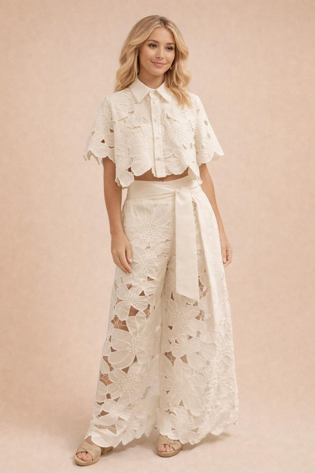 Crochet Pant Set Ivory