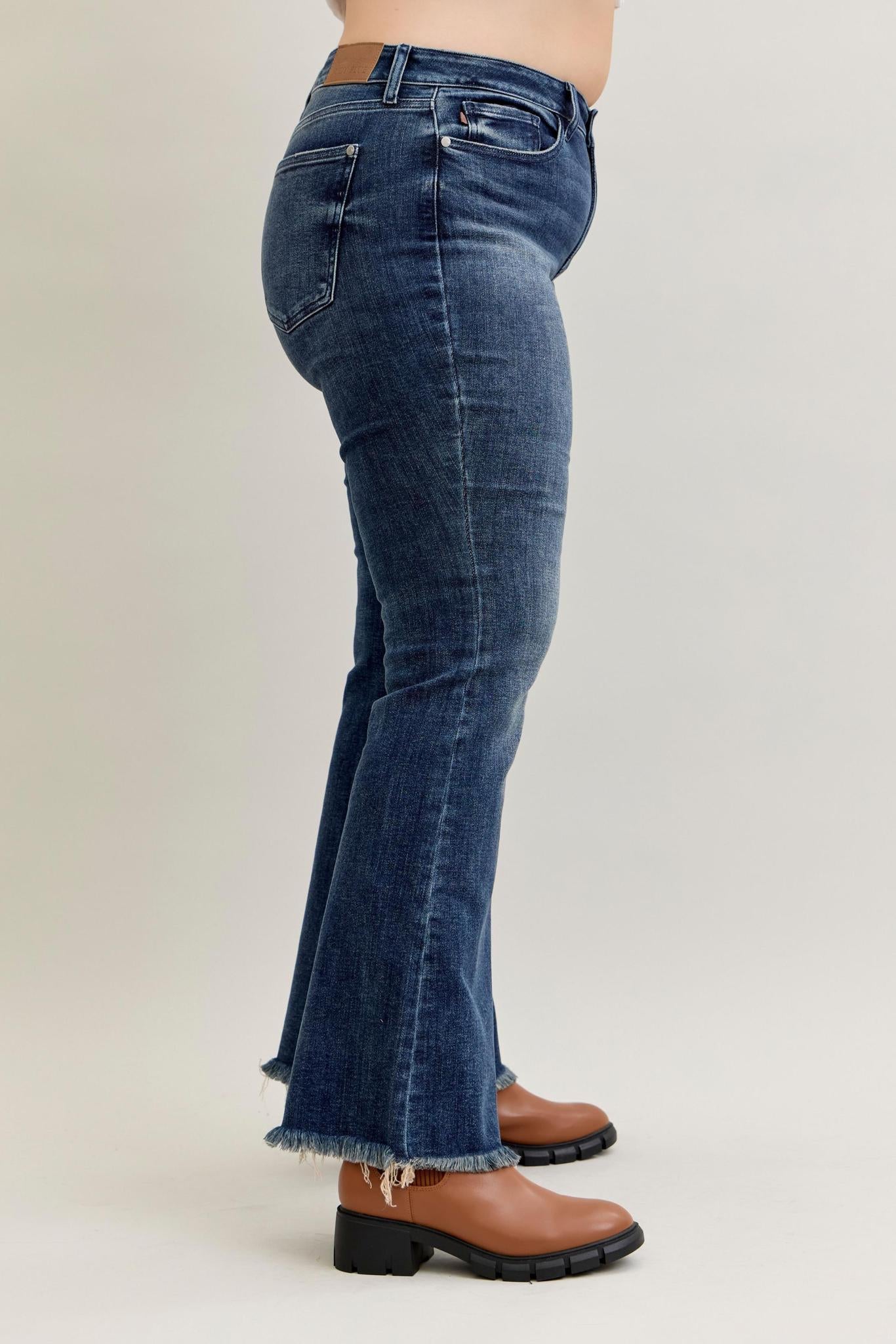 Flare Destroy Fray Hem Jeans