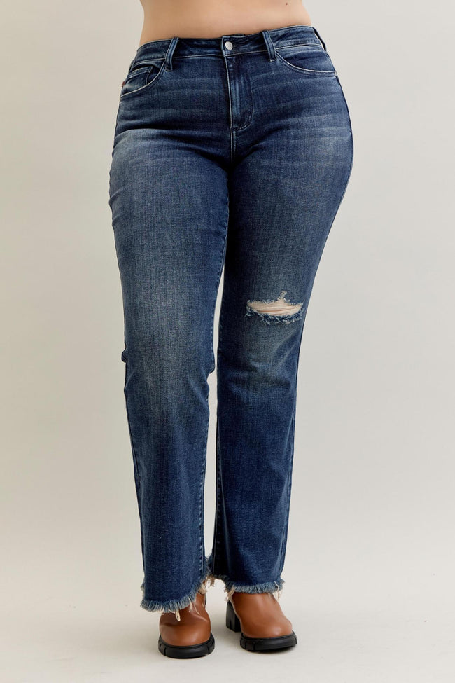 Flare Destroy Fray Hem Jeans
