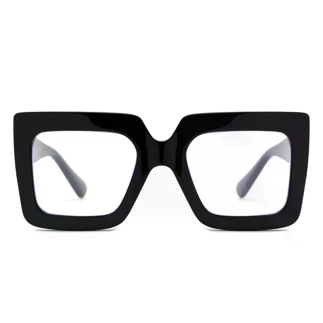 Oversized Square Blue Light Blocking Sunglasses-BLACK