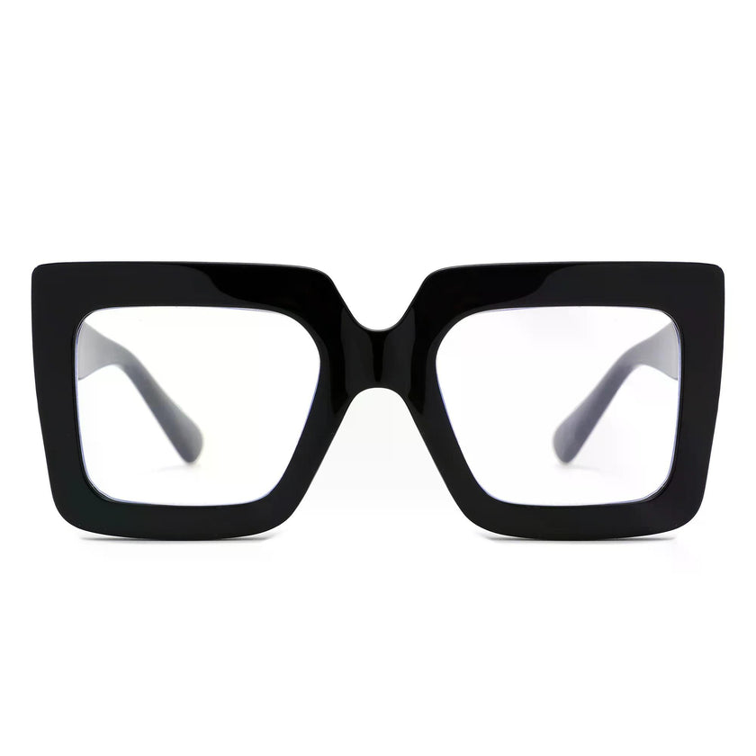 Oversized Square Blue Light Blocking Sunglasses-BLACK