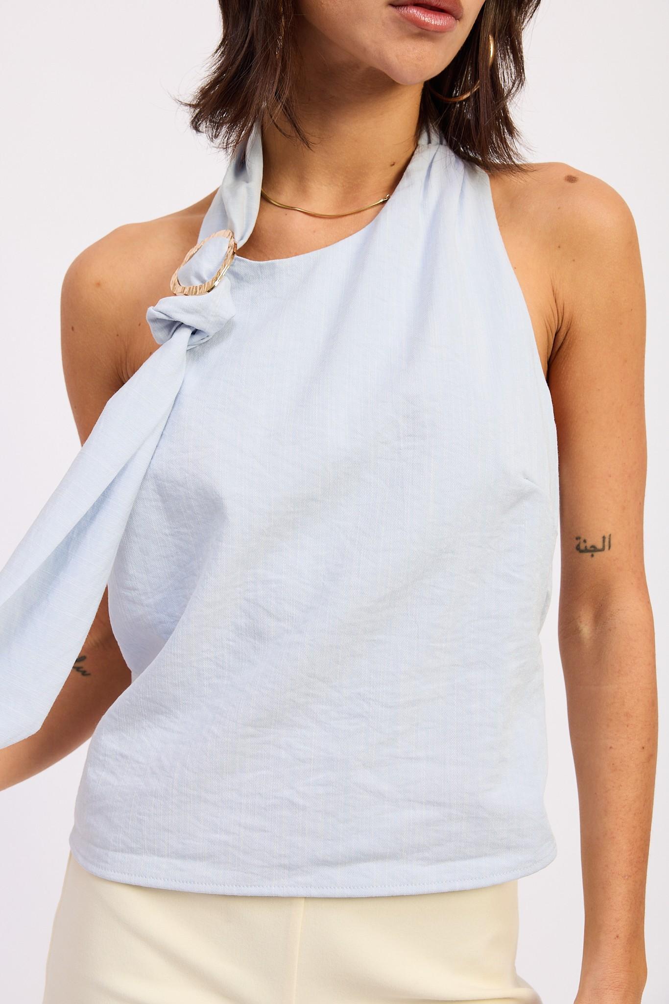 One Shoulder Top with Scarf Detail