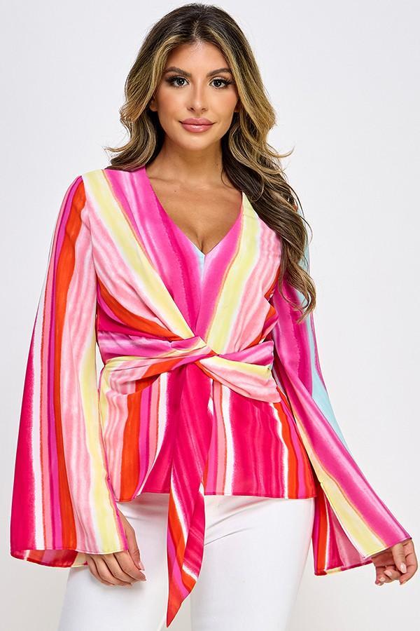 RED/PINK Multi Print Long Sleeve Top