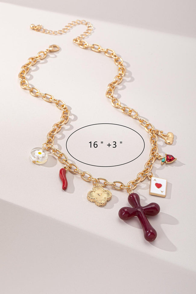 Eclectic Charm Necklace Playful Mixed Pendants