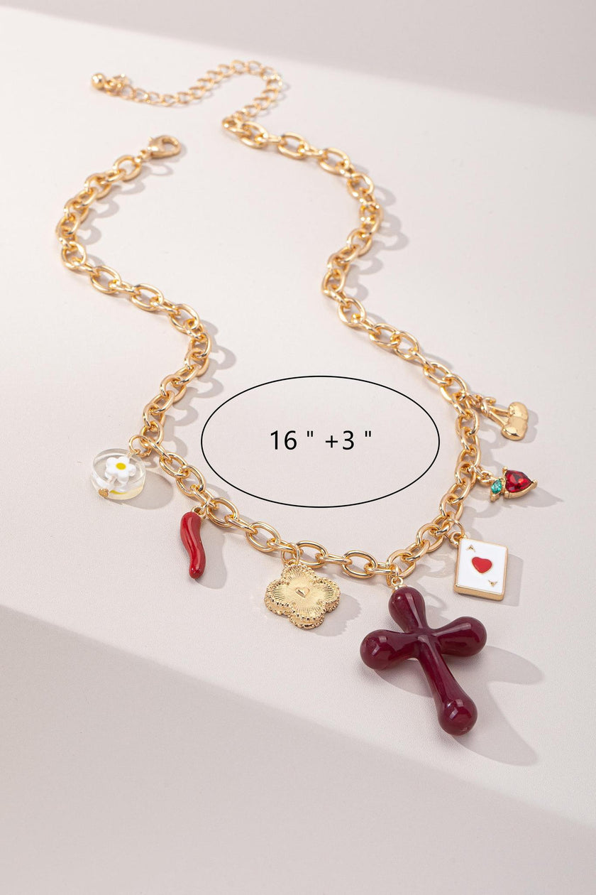 Eclectic Charm Necklace Playful Mixed Pendants