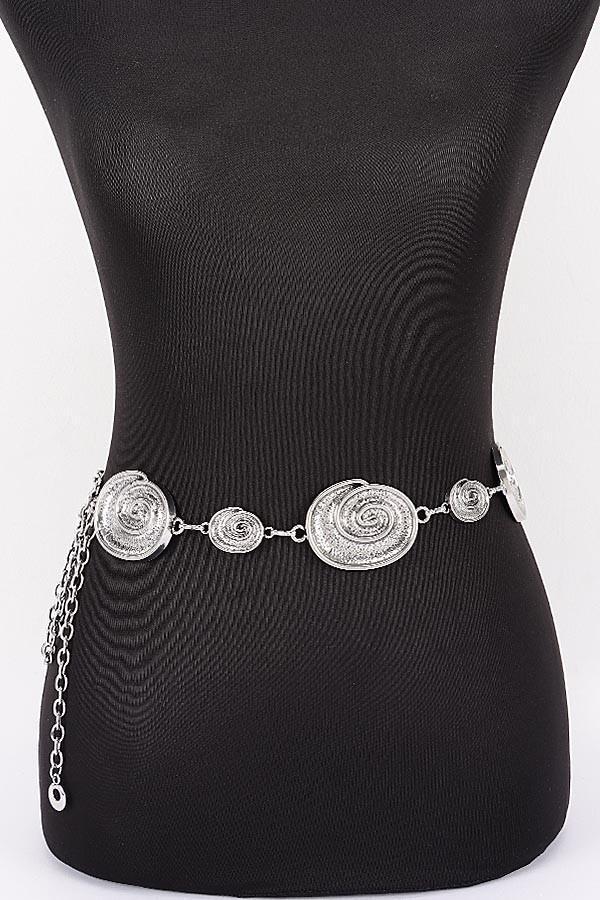 Spiral Shell Charm Chain Waist Belt -SILVER