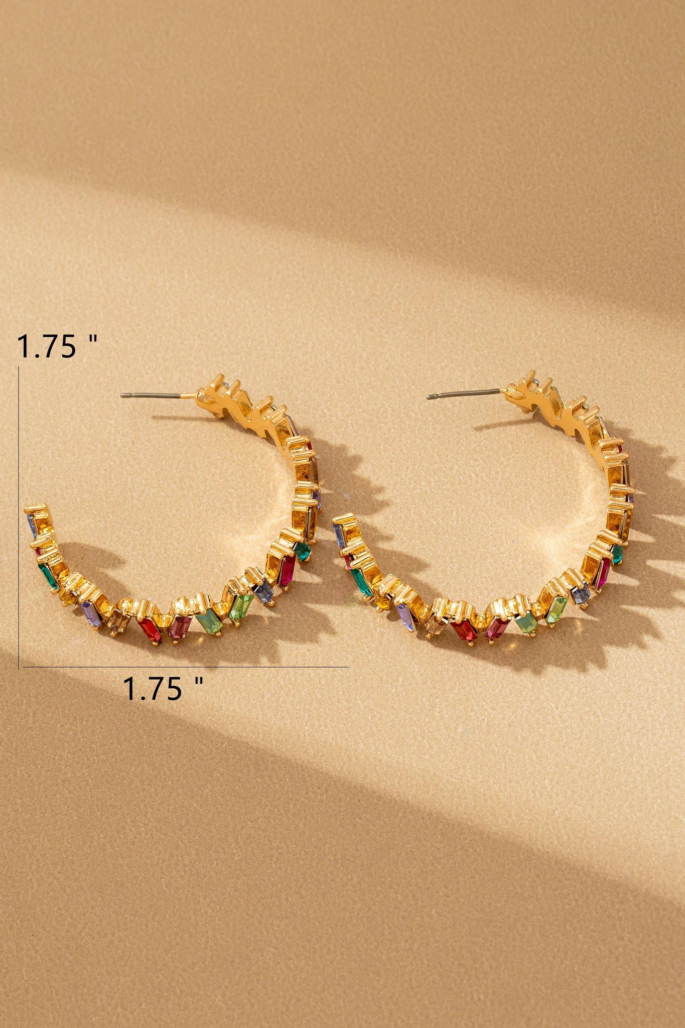 Multi Color Gem Stone Hoops