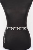 Rhinestone Bow Charm Belt - SILVER