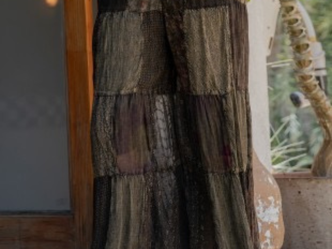 Retro Revival Long Flared Patchwork Pants