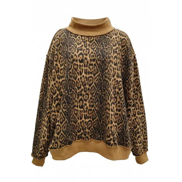Cheetah Patterned Mock Neck