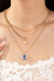 Blue Porcelain And Toggle Charm Necklace