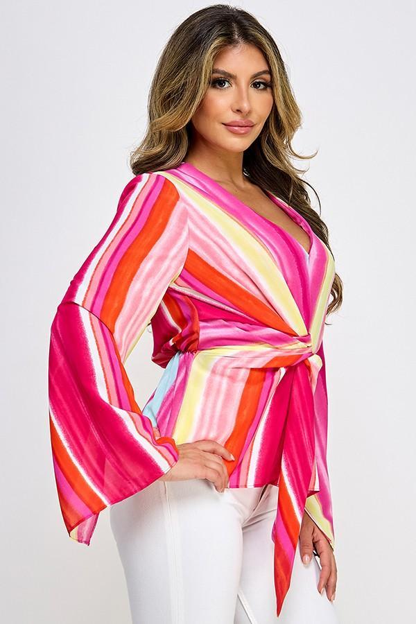 RED/PINK Multi Print Long Sleeve Top