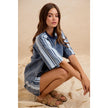 Washed Denim Side Lace Drawstring Set