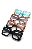 Oversized Square Bluelight Blocking Sunglasses- BLU/ORG
