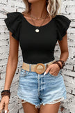 Comfortable Ruffle Sleeve Casual Top