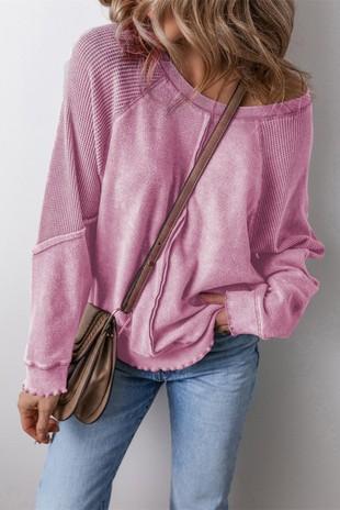 WASHED SWEATSHIRT - Pink, Gray