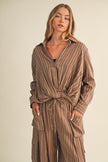 Vertical Stripe Twist Front Shirt