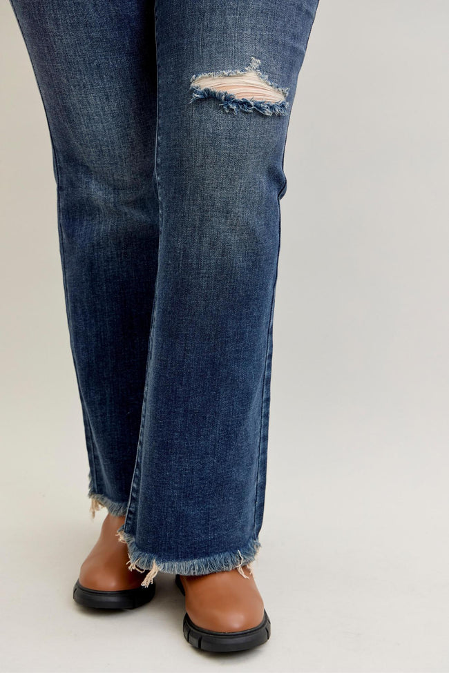 Flare Destroy Fray Hem Jeans