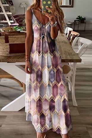 V NECK MAXI DRESS