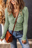 TEXTURED TWIST V NECK TOP