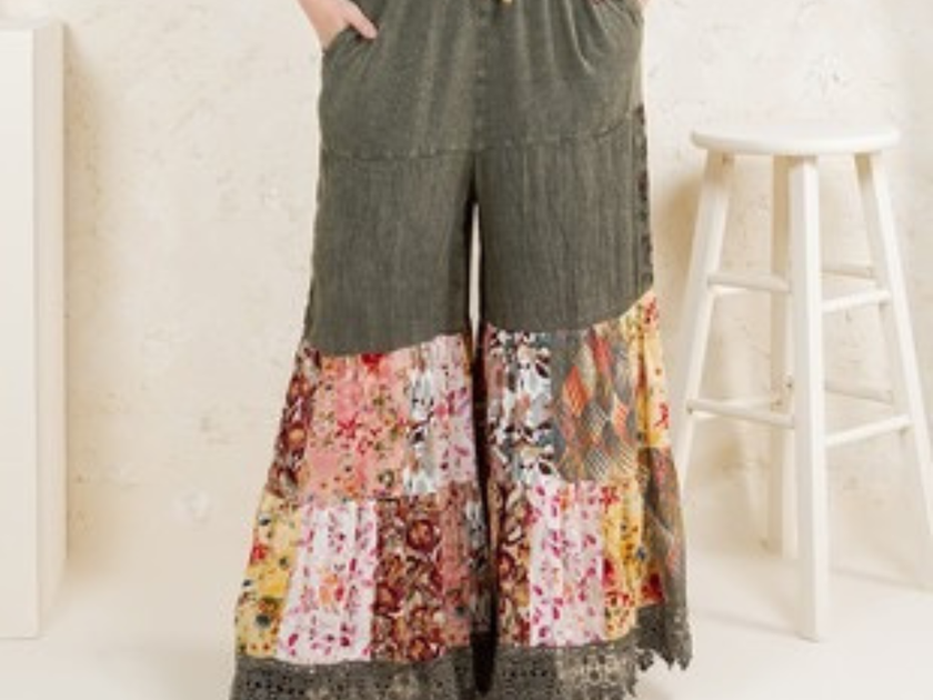 Bohemian Bell Bottoms With Lace - Plus Size
