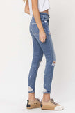 MID RISE DISTRESSED PAINT SPLATTER SKINNY JEANS