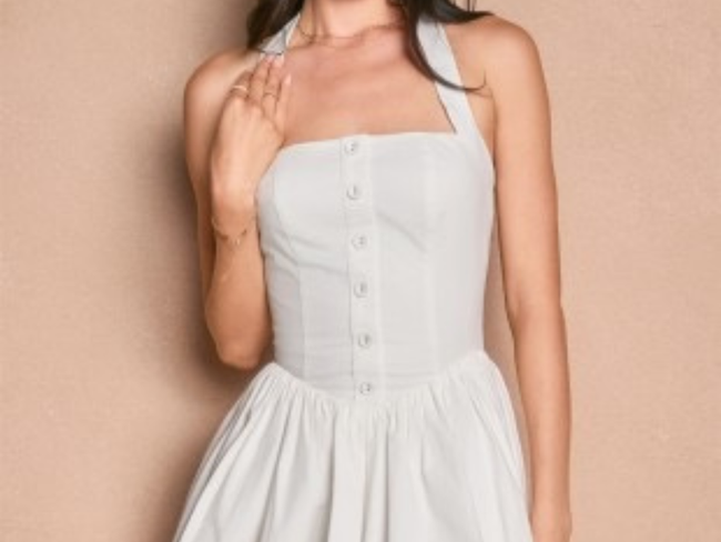 Elegant Sunrise Bubble Hem Mini Dress