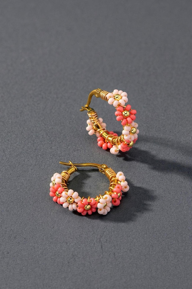 Premium Brass Hoop Seed Bead-Pink