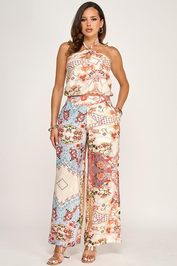 Halter Top & Pants - ORANGE MULTI