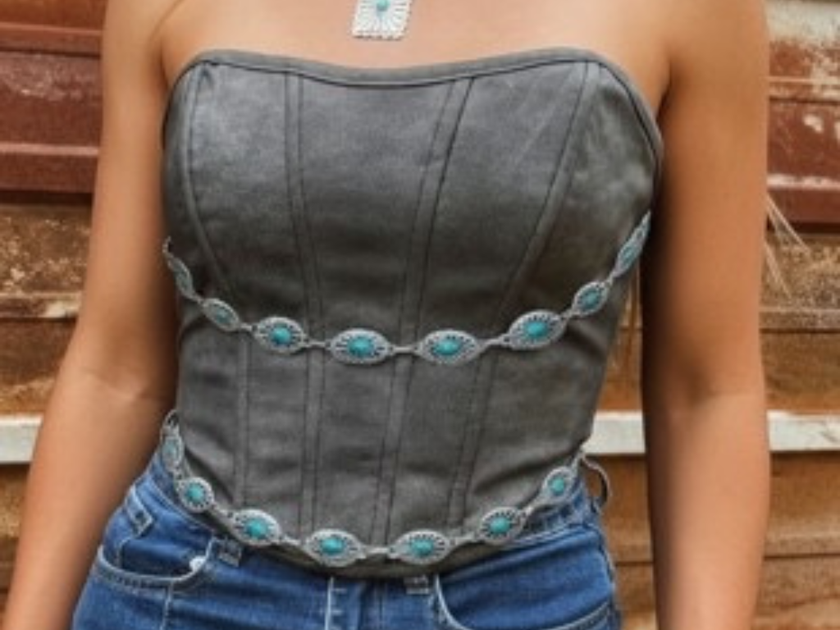 Turquoise Bohemian Western Corset Top