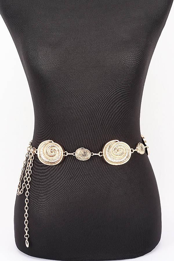 Spiral Shell Charm Chain Belt- GOLD