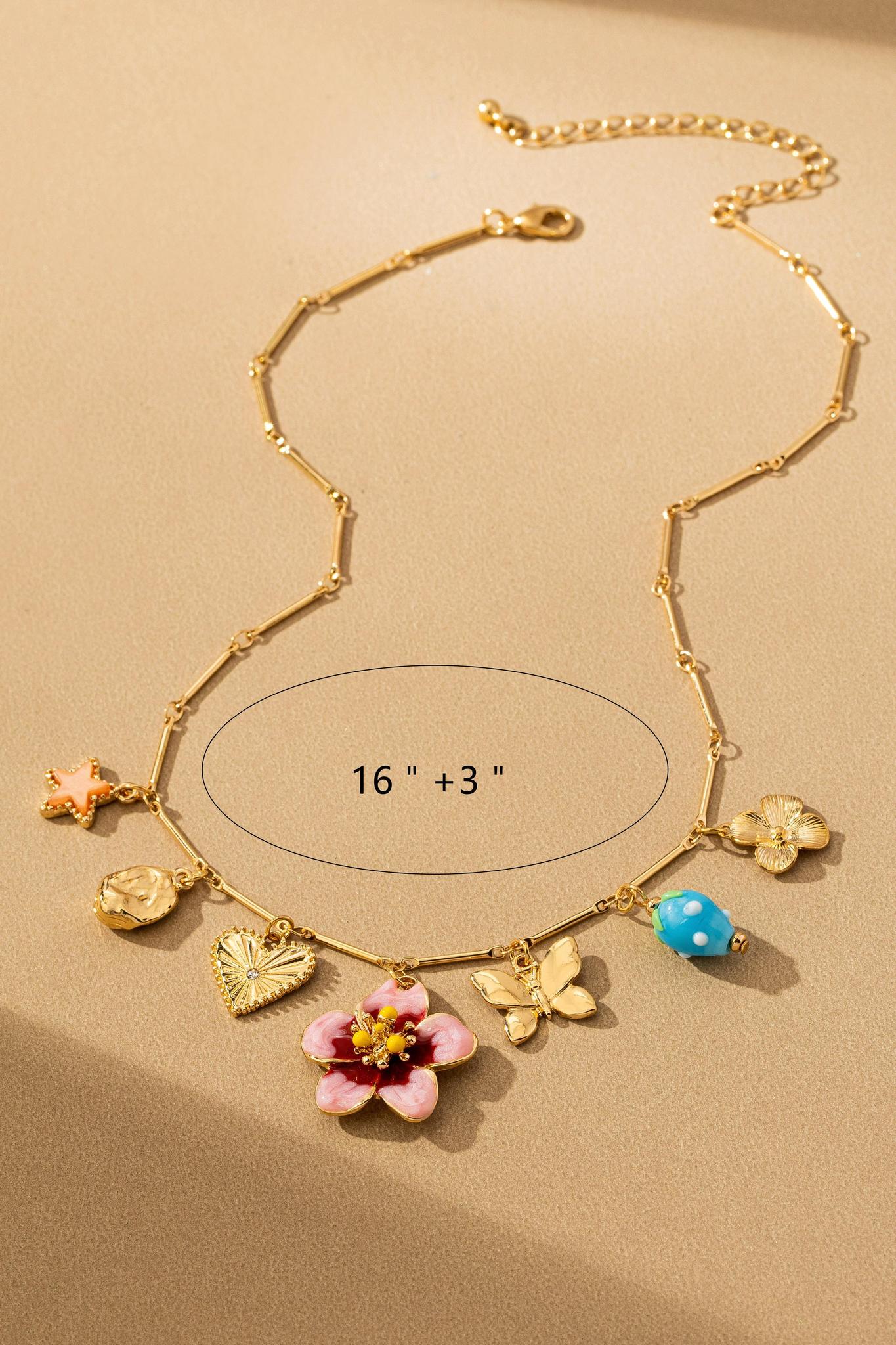 Blooming Meadow Charm Necklace Floral