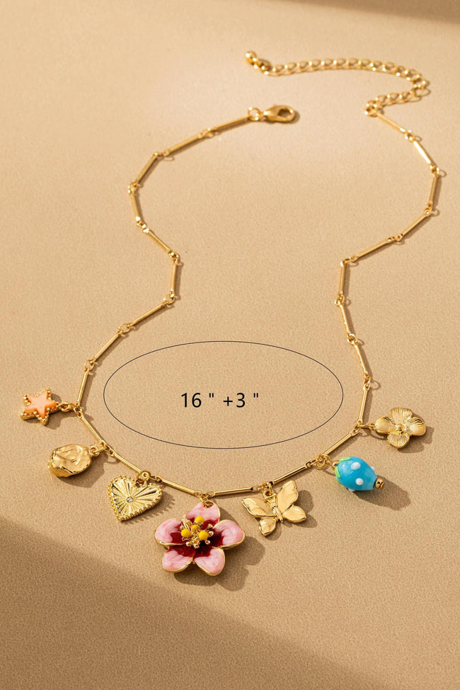Blooming Meadow Charm Necklace Floral