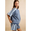 Washed Denim Side Lace Drawstring Set