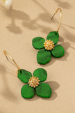 Skinny Hoop With Flower Drop Earrings