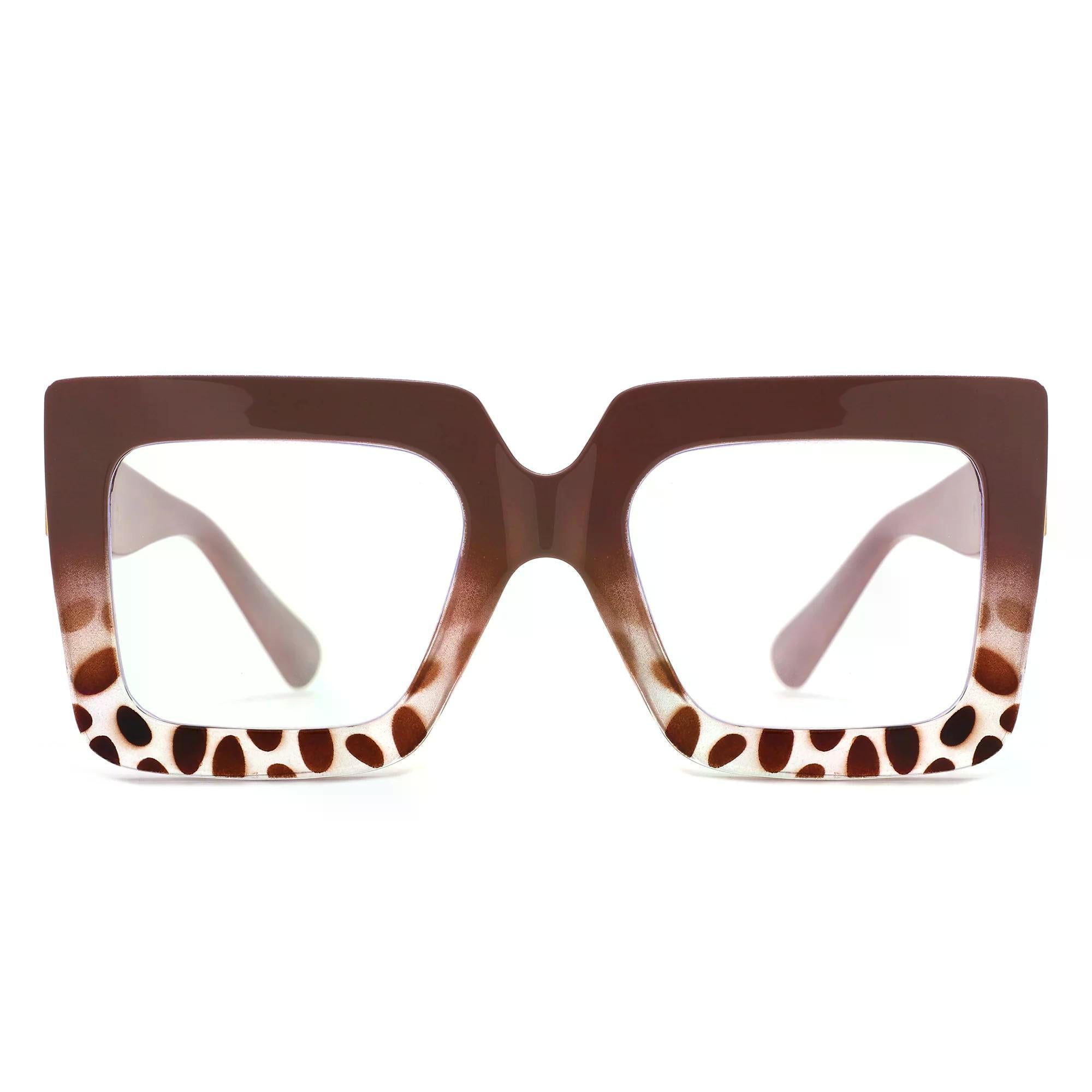 Oversized Square Bluelight Blocking Sunglasses-PINK/ANI PRINT