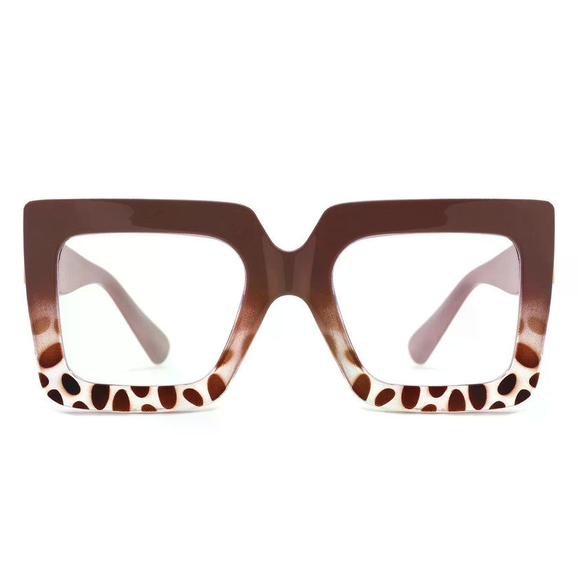 Oversized Square Bluelight Blocking Sunglasses-PINK/ANI PRINT