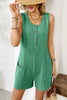 Summer Ribbed Button-Up Sleeveless Casual Romper